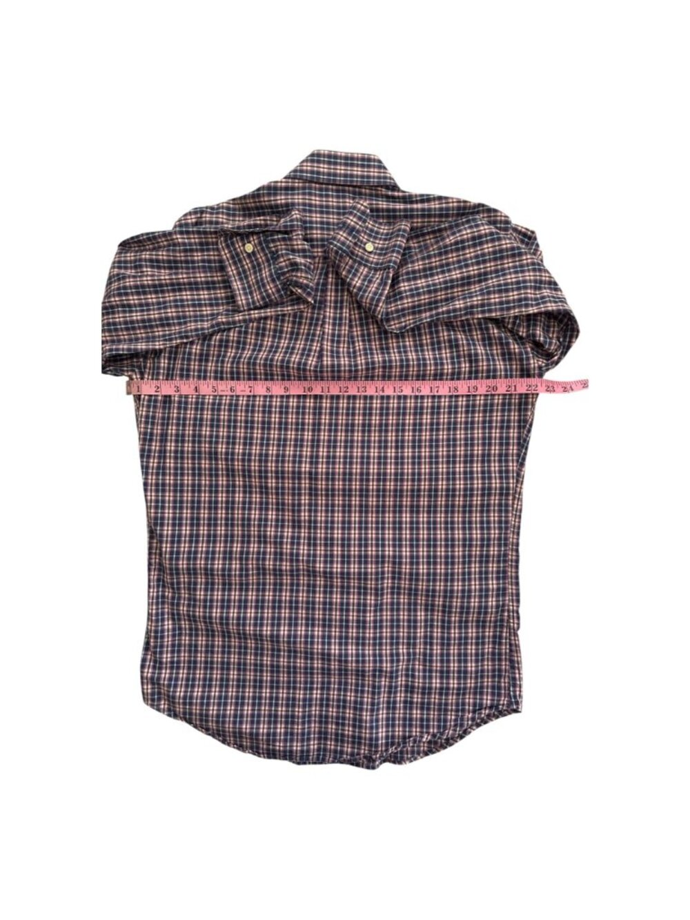 Peter Millar Mens Medium Plaid Button-Up Long-Sleeve Shirt 100% Cotton Blue Pink - Picture 4 of 11